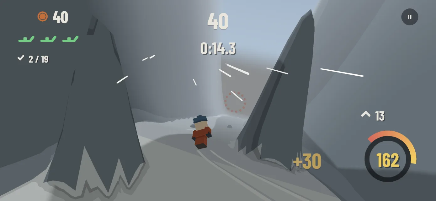 Flying a wingsuit through the canyon between two stone needles at 162 kilometres an hour